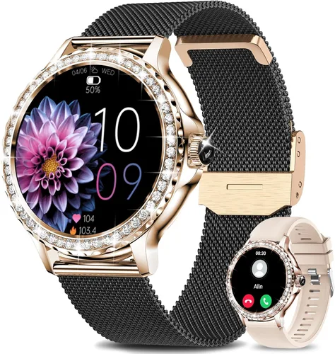 Vista 11 de Smart Watches for Women(Answer/Make Calls) with Diamonds, 1.3” HD Bluetooth Smart Watch for Android iOS Phones, IP68 Waterproof Fitness Activity