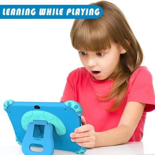 Vista 7 de YINOCHE Tablet infantil de 7 pulgadas con funda, tabletas WiFi para niños, tableta Android para niños, almacenamiento de 32 GB, cámara doble, funda