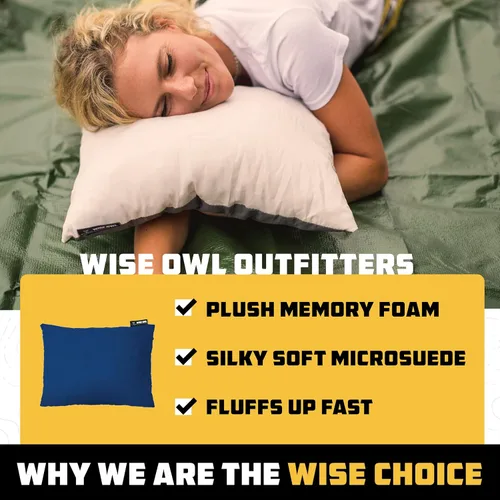 Vista 4 de Wise Owl Outfitters - Almohada de camping - Almohada de espuma viscoelástica para viajes para dormir en avión, senderismo, mochilero y uso al aire