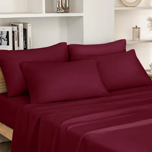 Vista 19 de HOMEIDEAS Sábanas de cama tamaño completo – Juego de 6 piezas (azul aguamarina) – Sábanas de ropa de cama de microfibra cepillada extra suave