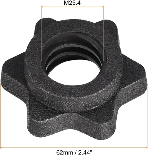 Vista 2 de uxcell Tuerca hexagonal para mancuernas, 4 tornillos de plástico M25 antideslizantes para levantamiento de pesas, color negro