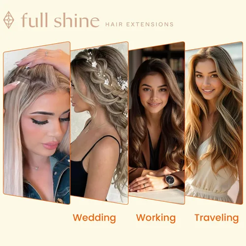 Vista 2 de Full Shine - Extensiones de cabello con cinta invisible, color 1, negro azabache, de 10 pulgadas, sin costuras, liso, con cinta de 20 piezas, 30 g