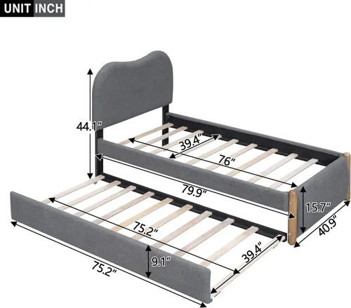 Vista 162 de SOFTSEA Cama de plataforma tapizada tamaño Queen con cajón de almacenamiento, marco de cama tapizado con cabecera con respaldo de alas, soporte