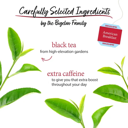 Vista 3 de Bigelow American Breakfast Black Tea, cajas de 20 sobres (paquete de 6), té negro con cafeína, 120 bolsas de té en total