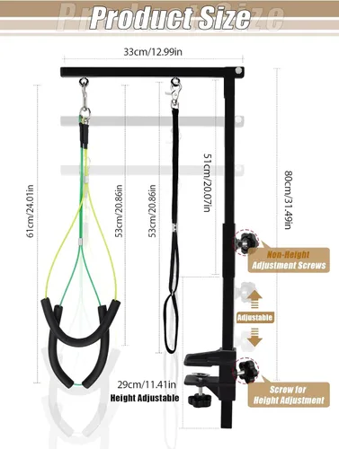 Vista 2 de Kalolary Brazo plegable de aseo para perros con abrazadera, lazo de aseo para perros y dos soportes para evitar sentarse (brazo individual)