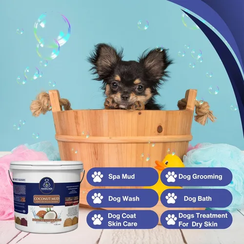 Vista 2 de Madra Mor Coconut Mud Dog Wash Spa Essentials Cuidado de perros Tratamiento de piel seca Cubo de 7.5 libras con llavero multiusos Worldwide