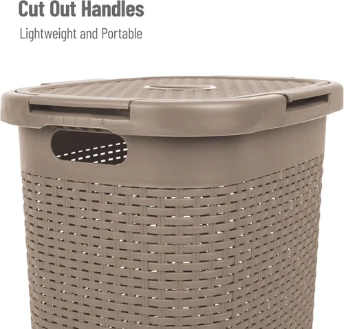 Vista 4 de Mind Reader Basket Collection: Juego de 2 cestos para ropa sucia delgado, capacidad de 15.85 galones (15 kg/33 libras), asas recortadas, tapa