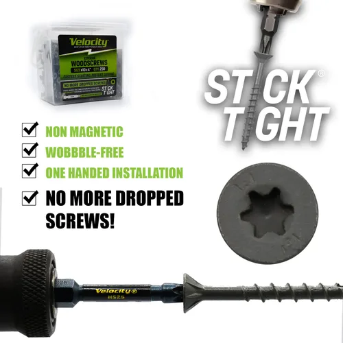 Vista 6 de Velocity - Tornillo de madera para exteriores, 75 tornillos para madera, fabricados con acero al carbono, incluye 1 broca Hexstix y tecnología