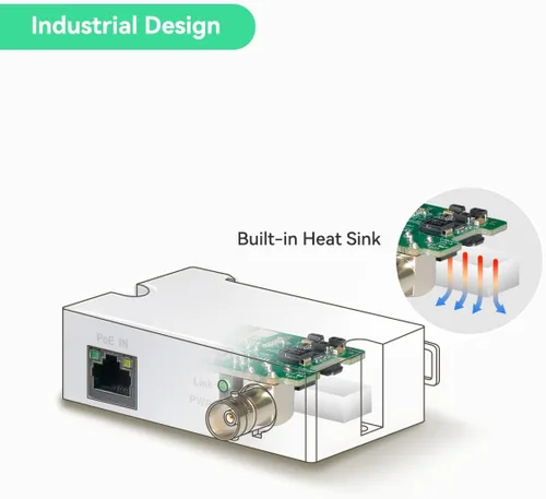 Vista 2 de 【Actualizado】LINOVISION POE sobre coaxial EOC convertidor IP sobre coaxial máximo 3000 pies de potencia y transmisión de datos sobre cable coaxial