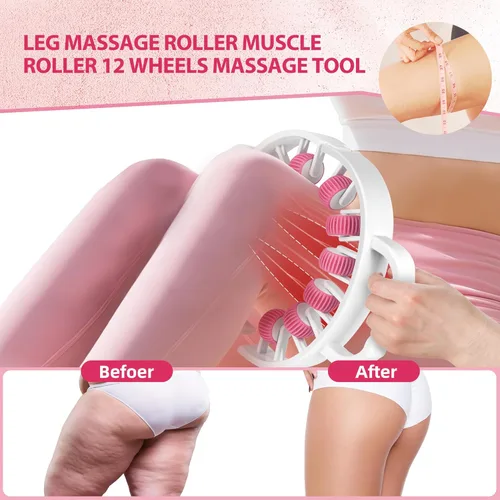 Vista 2 de Rodillo masajeador para celulitis y drenaje linfático – Fascia Muscle Roller Stick para piernas, muslos, pantorrillas – Herramienta de masaje