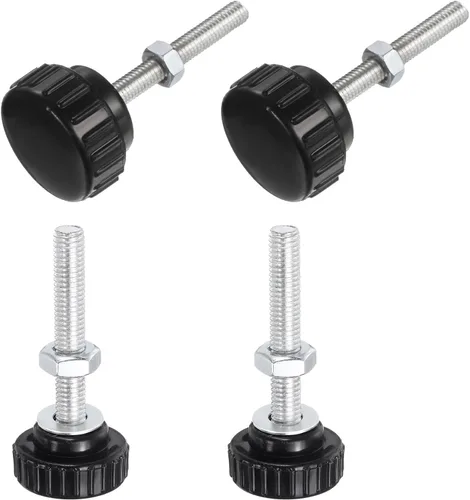 Vista 42 de Uxcell 4 juegos de perillas estriadas con tornillos de pulgar y tuercas, rosca macho métrica M6 x 35 mm, cabeza de plástico de 25 mm, perillas