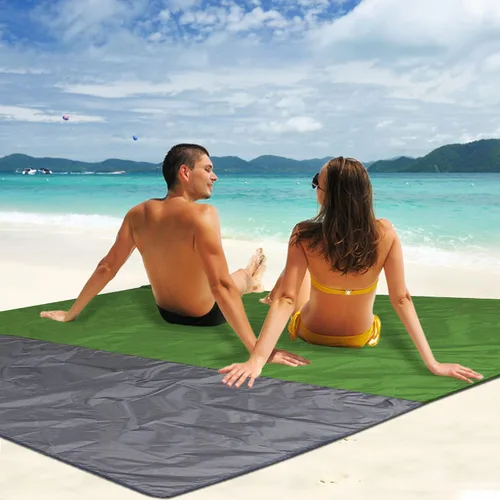 Vista 2 de Manta de playa XL de secado rápido, duradera, ligera, compacta, para exteriores, 83 x 79 pulgadas, a prueba de arena, impermeable, tapete de picnic