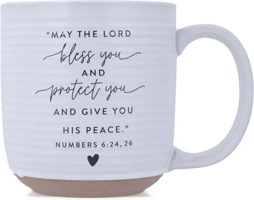 Vista 3 de Lighthouse Christian Products Bless You Hold Onto Hope Rib - Taza de cerámica texturizada blanca de 20 onzas