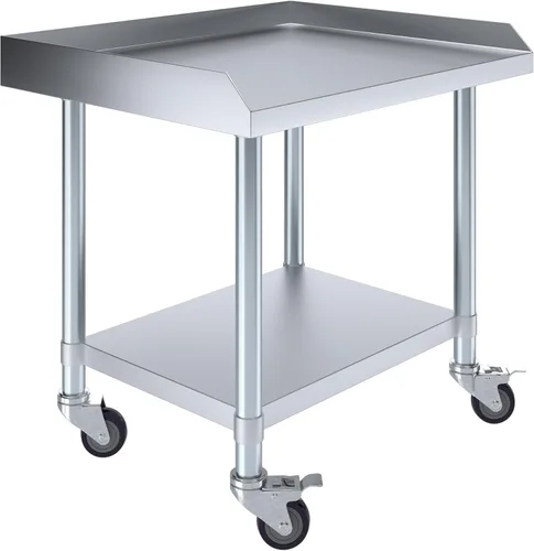 Vista 40 de AmGood Soporte para equipo de acero inoxidable, resistente, grado comercial, con estante inferior, certificado NSF