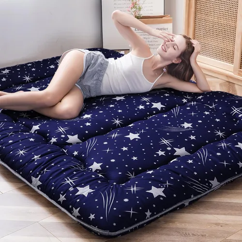 Vista 265 de Colchón futón japonés de piso gris constelación, de piso tatami, portátil, para acampar, para niños, sofá cama plegable enrollable con protector