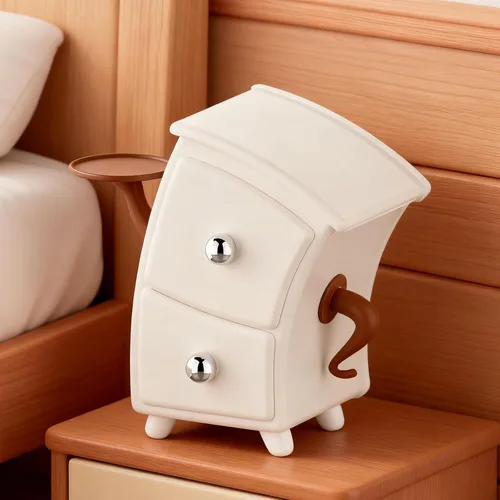 Vista 2 de Colaxi Makeup Organiser, Cosmetic Puff Organizer Drawer, Compact Tray, Unique Shape Jewelry Storage Box for Bedroom Dresser