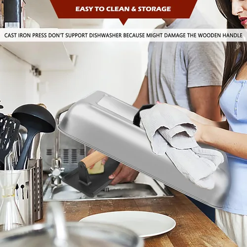 Vista 6 de HaSteeL Cúpula de fusión de 13 x 9.75 pulgadas y prensa de hamburguesas de 8 x 4 pulgadas, cubierta de vapor rectangular con prensa de tocino