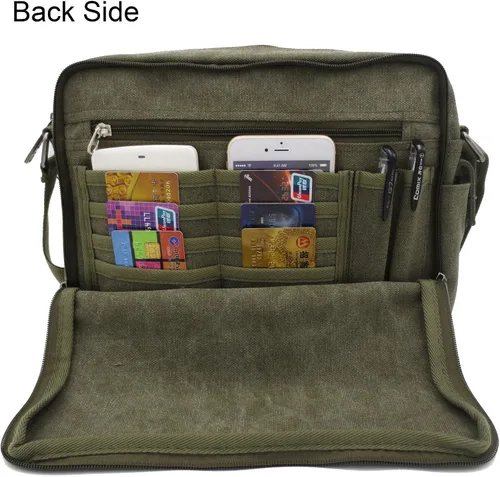 Vista 2 de Mens Messenger Bag Canvas Shoulder Bag for Women Multi-pocket Travel Purses Satchel Work Handbag Crossbody Bag