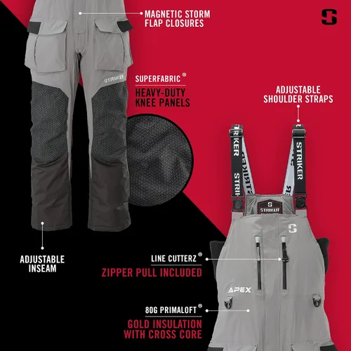 Vista 2 de Striker ICE Apex Baberos de pesca impermeables cálidos para hombres con aislamiento Primaloft