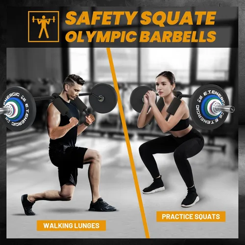 Vista 5 de Barra de sentadillas de seguridad de 7 pies con carga de 700 libras, barra olímpica de manga de 2 pulgadas con cómoda almohadilla para el cuello