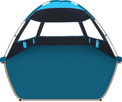 Vista 16 de COMMOUDS Carpa de Playa con Sombra Solar para 3/4-5/6-7/8-10 Personas, Refugio Solar de Playa con Toldo UPF 50+, Liviana, Fácil de Instalar