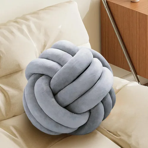 Vista 11 de Bola de almohada de nudo negro, almohada decorativa hecha a mano, cojín redondo suave para sofá y dormitorio, bonita decoración del hogar, almohada