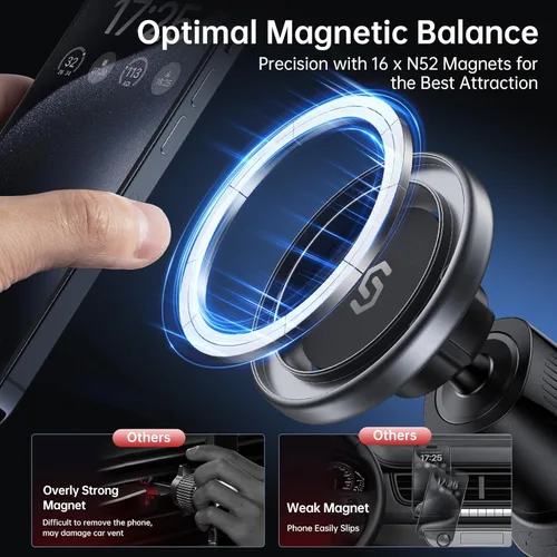 Vista 4 de SYNCWIRE Soporte de Coche para MagSafe, Soporte Magnético de Teléfono con Rotación Flexible para Ventilación de Coche, Soporte de Teléfono con Clip