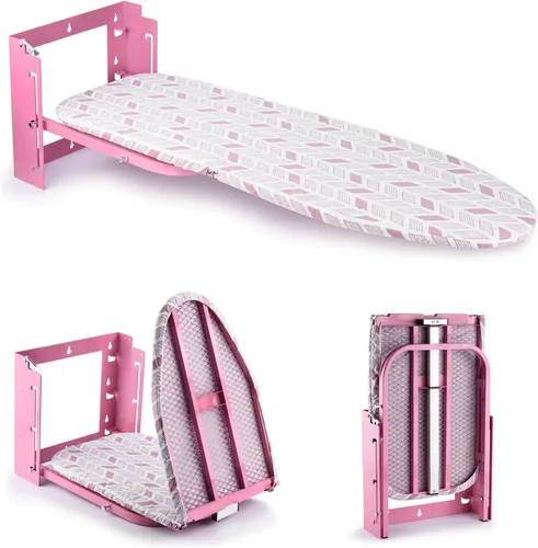 Vista 10 de Tabla de planchar montada en la pared, ajuste de altura de 36 x 12 pulgadas, tabla de planchar plegable para montaje en pared, tabla de planchar que