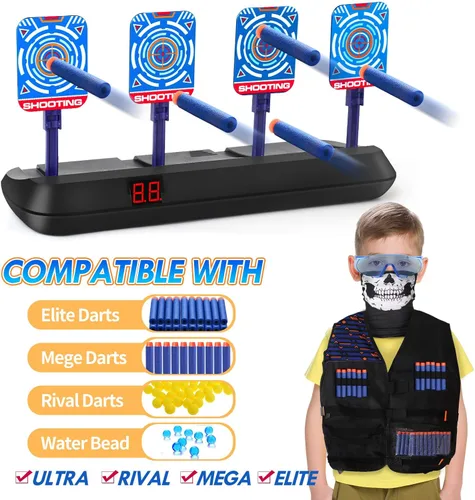 Vista 4 de Lehoo Castle Objetivos de tiro para pistolas Nerf, chaleco Nerf Targets para práctica de disparo, juegos de disparos electrónicos para niños, regalo