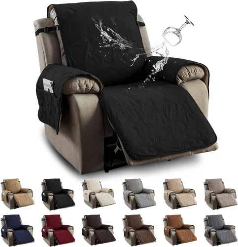 Vista 8 de Funda reclinable 100% impermeable para sofá biplaza, 4 piezas divididas para sofá reclinable de 2 asientos, funda de sofá reclinable antideslizante