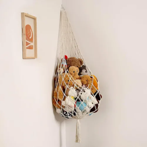 Vista 15 de Amdermi Red de Hamaca de Animales de Peluche en Esquina para Almacenamiento de Muñecos, Juego de Macramé para Exhibición de Juguetes, Soporte