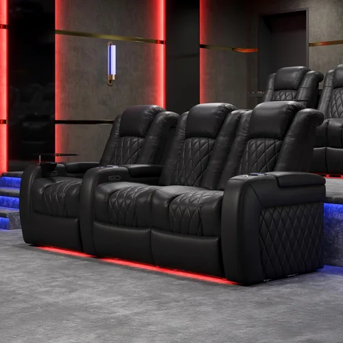 Vista 2 de Valencia Tuscany - Asiento de cine en casa, sillón reclinable eléctrico de piel de napa con espuma viscoelástica de gel frío, carga USB-C/USB-A
