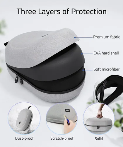 Vista 5 de Syntech Large Hard Carrying Case Compatible with OculusMeta Quest 2Meta Quest Pro Accessories VR Headset with Elite Strap Touch Controllers and