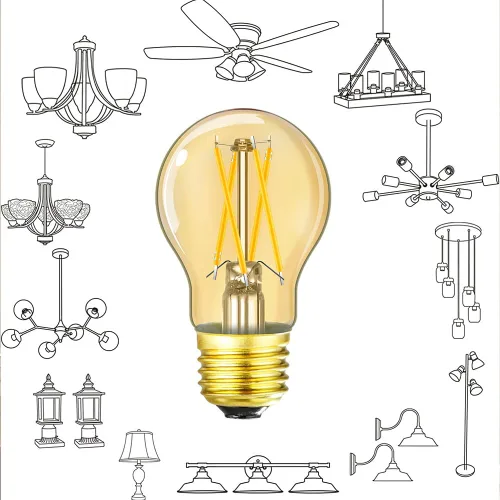 Vista 7 de LEOOLS Bombilla LED ámbar E26 regulable de 6 W igual a 60 W, bombilla LED Edison vintage AC120V 2700K A15 bombilla LED para ventilador de techo