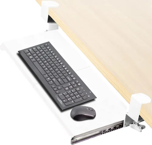 Vista 16 de VIVO Bandeja pequeña para teclado, extraíble debajo del escritorio con sistema de montaje de abrazadera C extra resistente, plataforma deslizante