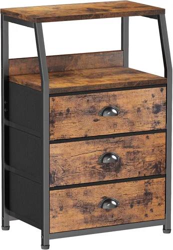 Vista 61 de Furnulem Cómoda negra con 5 cajones, cómoda de tela de torre de almacenamiento vertical para dormitorio, pasillo, entrada, guardería, organizador