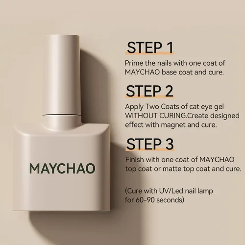 Vista 7 de MAYCHAO Esmalte de uñas en gel de ojo de gato con amatista dorada, 1 pieza de esmalte de gel de ojo de gato de terciopelo Mirage para remojar
