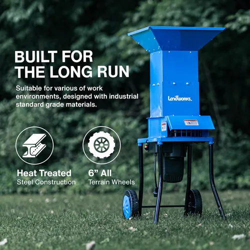 Vista 7 de Landworks Trituradora de Hojas y Mula Eléctrica Verde y Gestión de Residuos, Resistente, 120V AC, Hoja de Corte de 11 Pulgadas, Capacidad de Corte