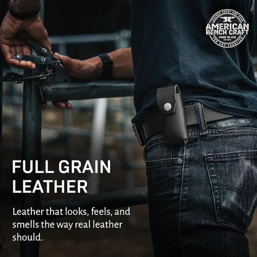Vista 6 de Funda multiherramienta de cuero compatible con Leatherman Wave and Wave Plus, soporte de herramientas de cuero de grano completo ultra duradero