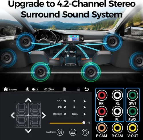 Vista 9 de SJoyBring Estéreo QLED de doble DIN para automóvil de 7 pulgadas, inalámbrico Apple CarPlay y Android Auto, 240 W 4.2 CHN, SWC, Bluetooth, radio