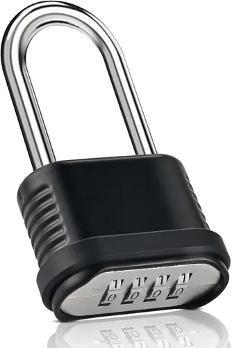 Vista 10 de 4 paquetes de candados de combinación con grillete largo - 105mm Candados de combinación resistentes, candado combinado impermeable para exteriores