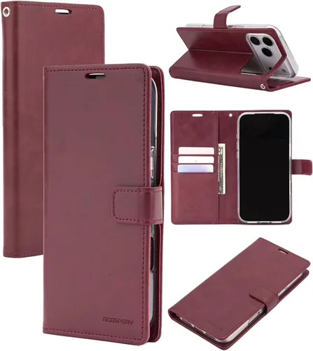 Vista 50 de GOOSPERY Bluemoon - Cartera compatible con iPhone 13 Pro Max, funda de piel sintética de alta calidad, soporte para tarjeta con tapa para teléfono
