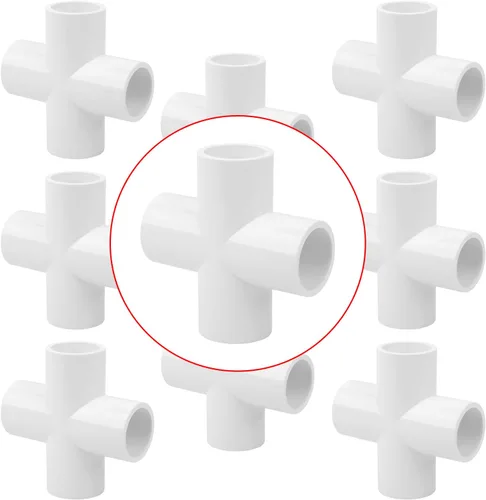 Vista 67 de Paquete de 12 accesorios de PVC de 3 vías de 1 pulgada de grado SCH40 para muebles, conector de tubería de PVC de 3 vías para estante de jardín