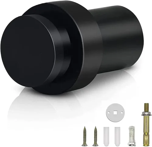 Vista 10 de KOLAKO Topes de puerta, topes de puerta de piso, (2 pulgadas) negro mate moderno resistente sólido pequeño cilíndrico parachoques de goma, acero