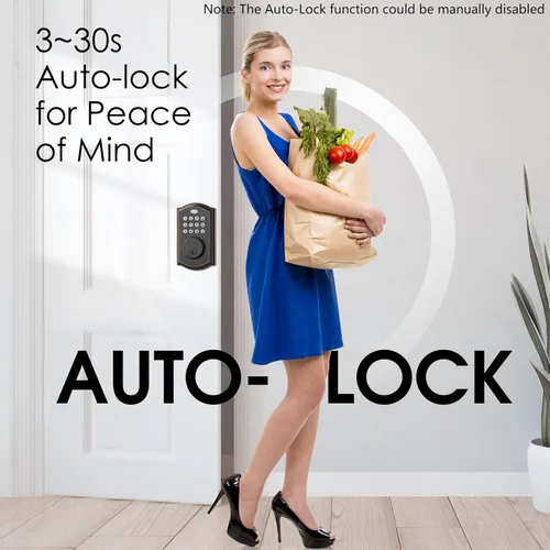 Vista 5 de Cerradura de Puerta de Entrada sin Llave - Cerradura Electrónica de Pestillo con Teclados, Bloqueo Automático, 50 Códigos de Usuario, Cerradura