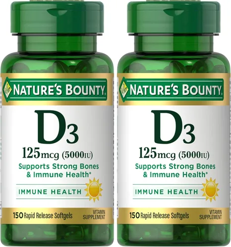 Vista 9 de Nature's Bounty Cápsulas blandas de vitamina D3 de 5000 UI, liberación rápida, apoyo inmunológico, suplementos de vitamina D, 150