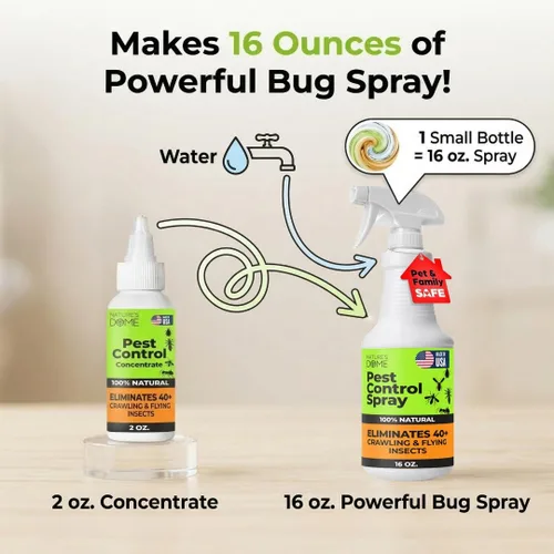 Vista 3 de Nature's Dome Spray para insectos para interiores, paquete de 2 – Concentrado natural para el control de plagas para mascotas y niños con aceites