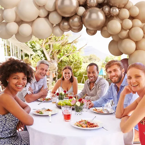 Vista 8 de Kit de guirnalda de globos de color rosa y nude, guirnalda de globos de color rosa polvoriento con globos de oro champán blanco albaricoque
