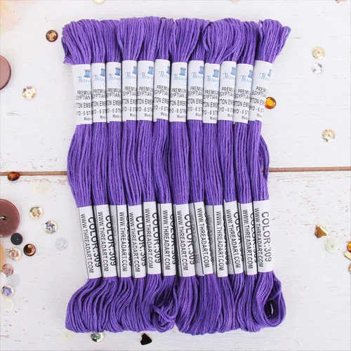 Vista 41 de 12 madejas ThreadArt Premium de hilo de bordar de algodón egipcio de fibra larga Gris antiguo 6 hilos divisibles de 8.75 yardas cada uno