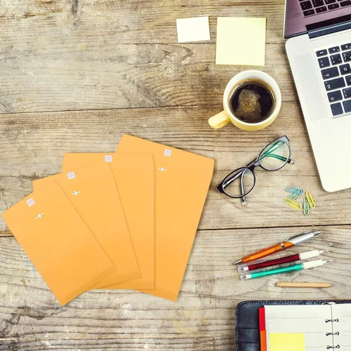 Vista 6 de Frienda Sobres de cierre de 4 tamaños de papel kraft con cierre para archivar, almacenar o enviar documentos, 50 piezas